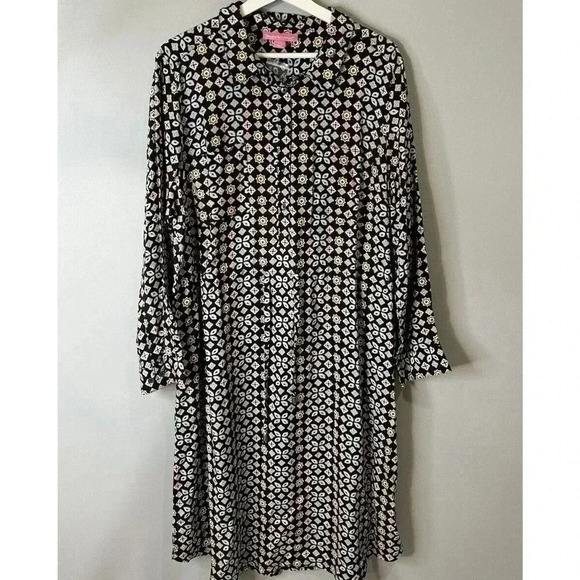 Woman Within Dress, Black Color Pattern Long Sleeve Plus, Size 18W, Maxi Dress - Picture 1 of 5
